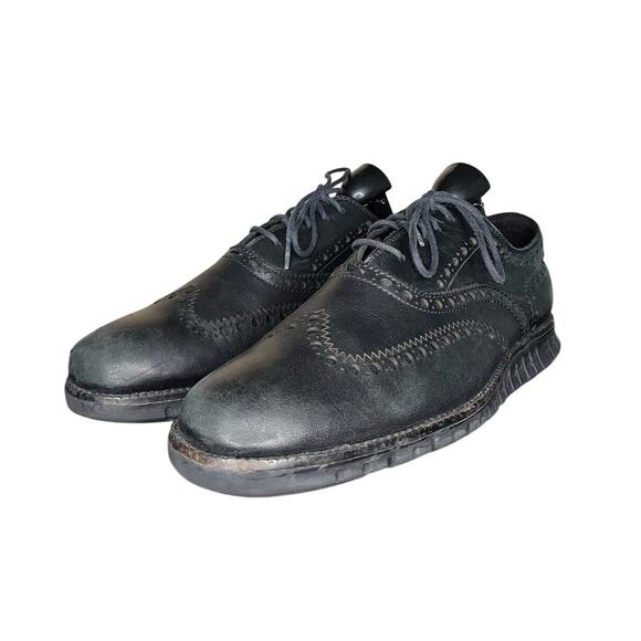 Mens Cole Haan ZERØGRAND Leather Wingtip Oxfords Size 10 Black - Picture 2 of 6